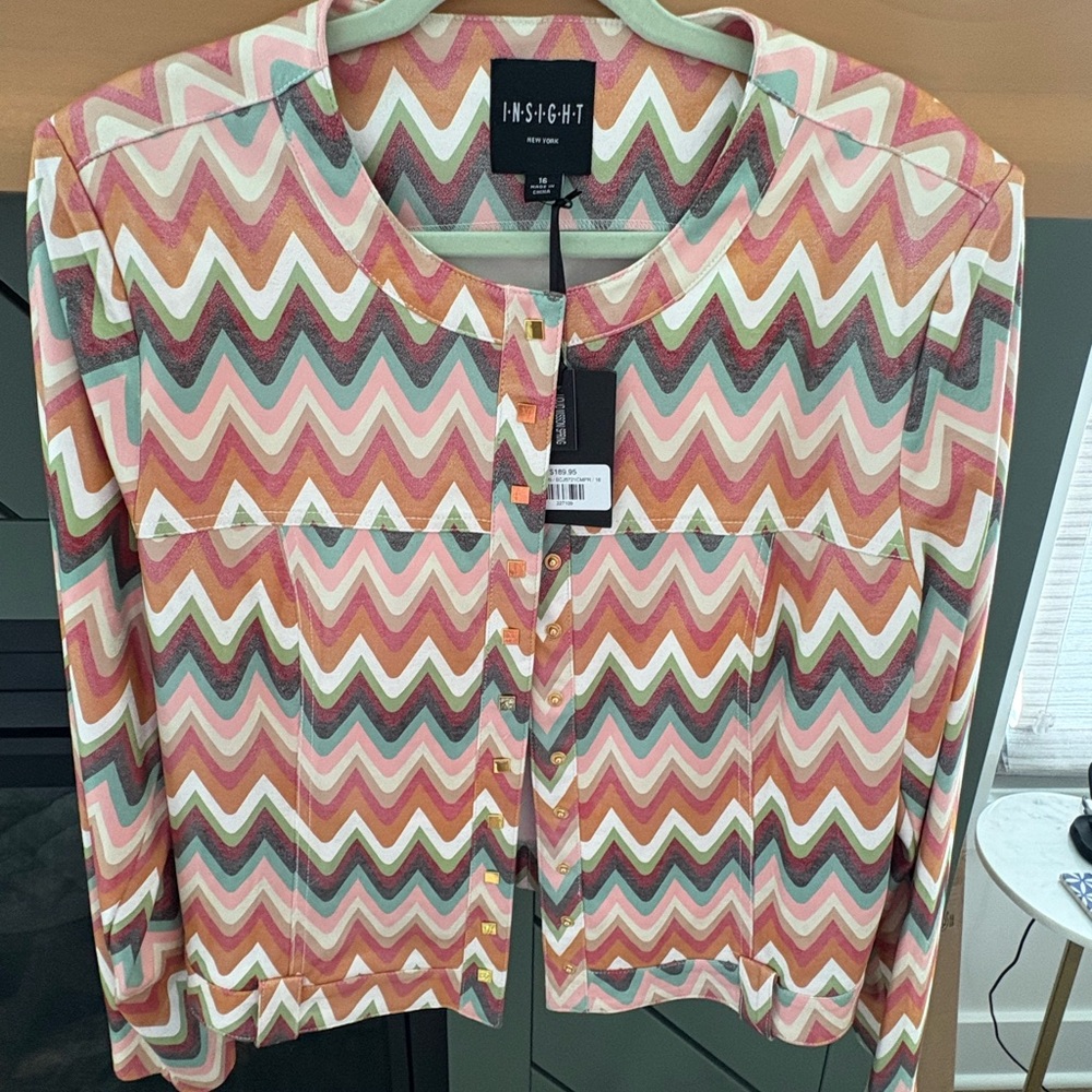 Insight Multicolor Zigzag Faux Leather Jacket with snap closures